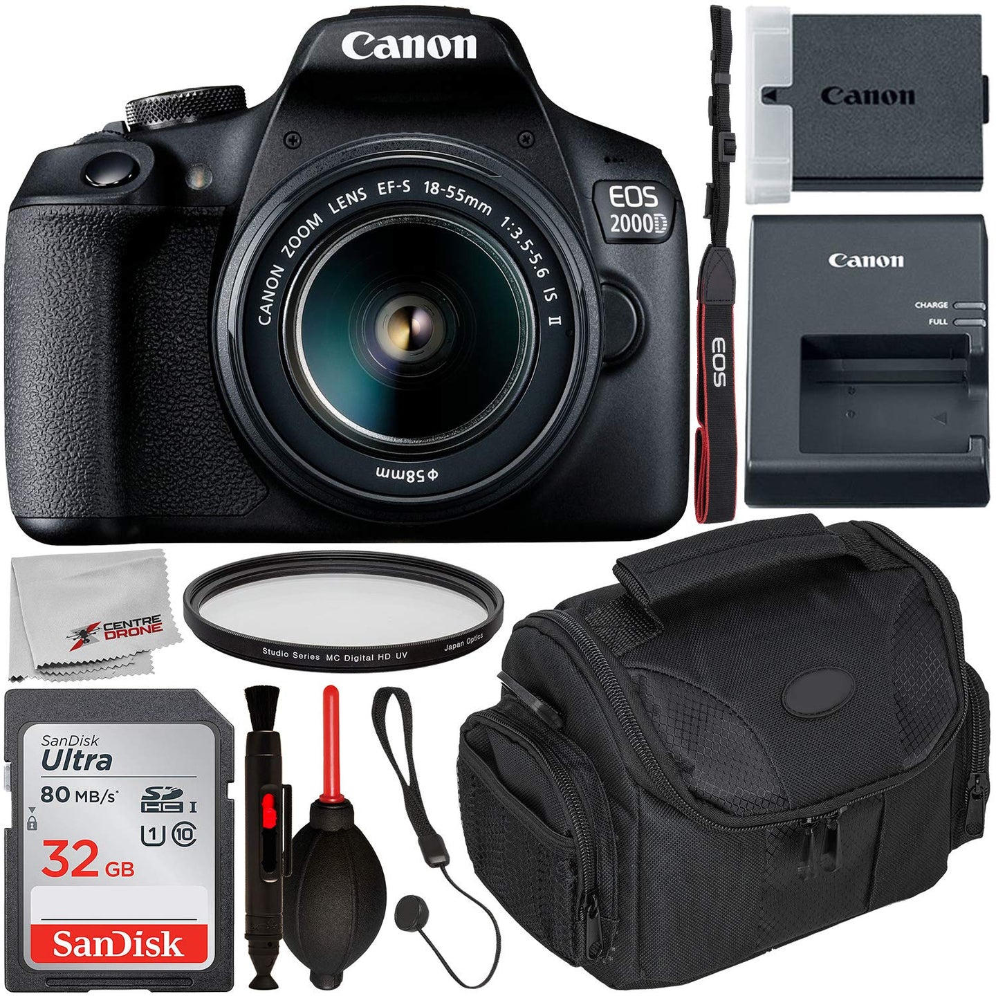 Canon EOS 2000D DSLR Camera with 18-55mm is II Lens & Starter Accessor ...